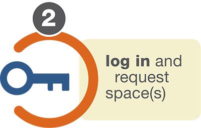 log in and request space graphic